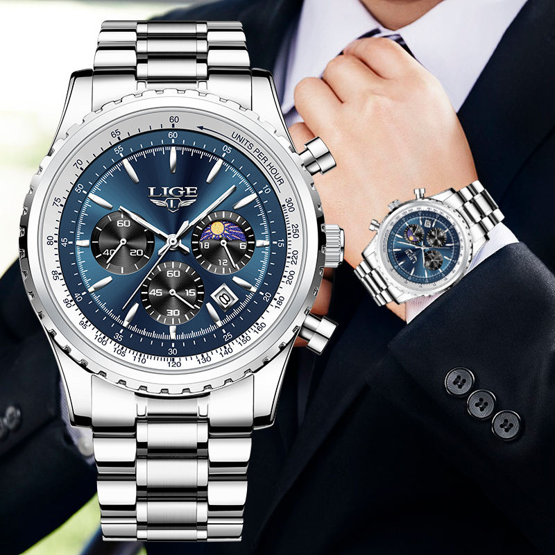 Luxury Watch Exhibition - Часы наручные LIGE Мужские кварцевые, брендовые