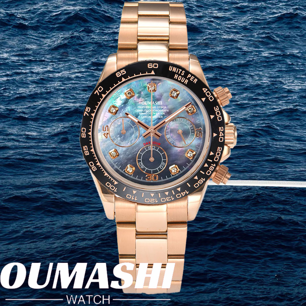 Chronograph Flyback Watch - Часы VK63, 39,3 мм, жемчужный корпус,
