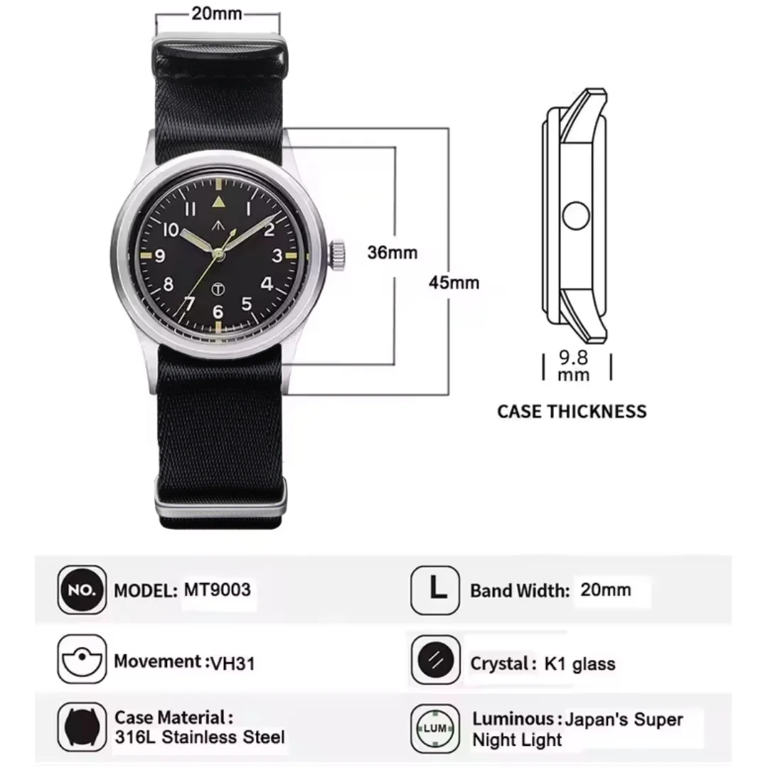MILITREK MT9003 Мужские кварце – обзор и цена Field Watch Military